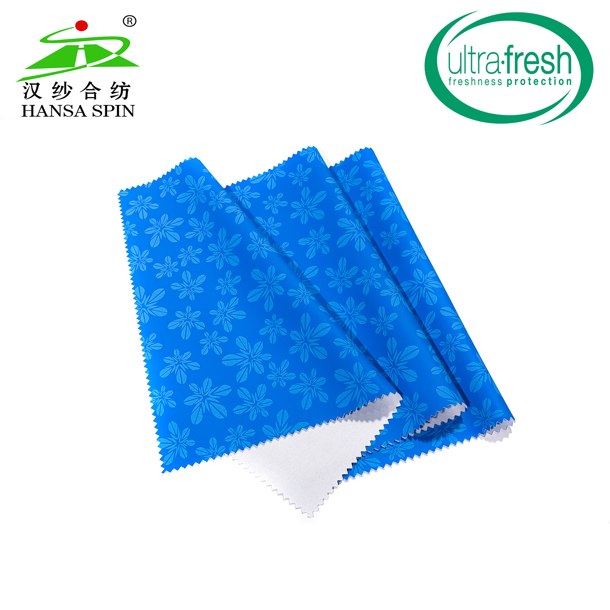 Good Design Eco-friendly Blue Flower Printing Pu Fabric Artificial Leather